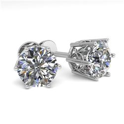 2.0 CTW Certified VS/SI Diamond Stud Solitaire Earrings 18K White Gold - REF-490K4R - 35844