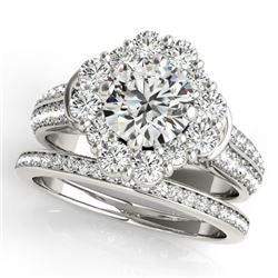 3.03 CTW Certified VS/SI Diamond 2Pc Wedding Set Solitaire Halo 14K White Gold - REF-623F3M - 31109