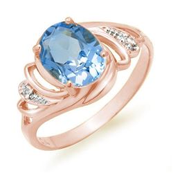 2.53 CTW Blue Topaz & Diamond Ring 18K White Gold - REF-32W9H - 12668