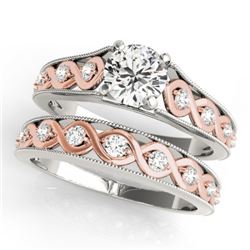 1.12 CTW Certified VS/SI Diamond Solitaire 2Pc Set 14K White & Rose Gold - REF-205M3F - 31665