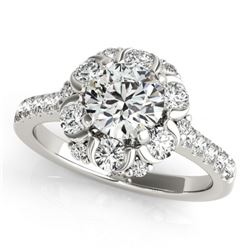 1.55 CTW Certified VS/SI Diamond Solitaire Halo Ring 18K White Gold - REF-175F8M - 26667