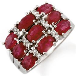 3.15 CTW Ruby & Diamond Ring 10K White Gold - REF-48K2R - 11665