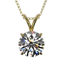 1.28 CTW Certified H-SI/I Quality Diamond Solitaire Necklace 10K Yellow Gold - REF-178H8W - 36778