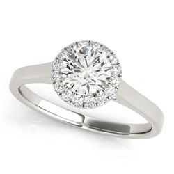 0.85 CTW Certified VS/SI Diamond Solitaire Halo Ring 18K White Gold - REF-207F6M - 26590