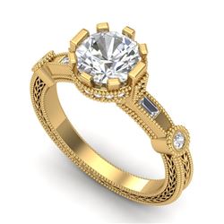 1.71 CTW VS/SI Diamond Solitaire Art Deco Ring 18K Yellow Gold - REF-518F2M - 37063