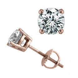 1.50 CTW Certified VS/SI Diamond Solitaire Stud Earrings 18K Rose Gold - REF-301R3K - 13048