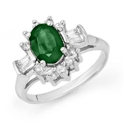 1.74 CTW Emerald & Diamond Ring 18K White Gold - REF-72H2W - 13251