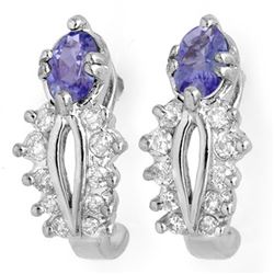 0.80 CTW Tanzanite & Diamond Earrings 10K White Gold - REF-32X2T - 10612