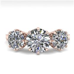 2 CTW Past Present Future Certified VS/SI Diamond Ring 18K Rose Gold - REF-414Y2N - 35774