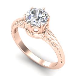 1 CTW VS/SI Diamond Art Deco Ring 18K Rose Gold - REF-298R5K - 37251