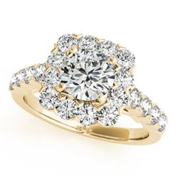 1.5 CTW Certified VS/SI Diamond Solitaire Halo Ring 18K Yellow Gold - REF-161M8F - 26208