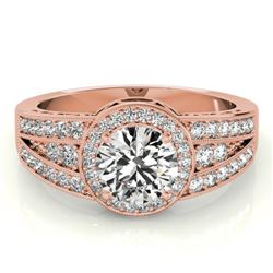 1.5 CTW Certified VS/SI Diamond Solitaire Halo Ring 18K Rose Gold - REF-398F9M - 26794