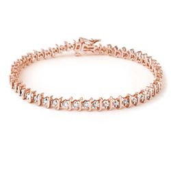 1.0 CTW Certified VS/SI Diamond Bracelet 18K Rose Gold - REF-126K5R - 13273