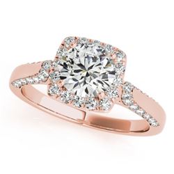 1.08 CTW Certified VS/SI Diamond Solitaire Halo Ring 18K Rose Gold - REF-140H2W - 26246