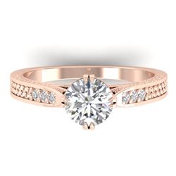 1.22 CTW Certified VS/SI Diamond Solitaire Art Deco Ring 14K Rose Gold - REF-355K3R - 30508