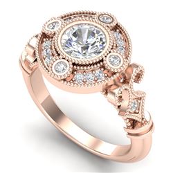 1.12 CTW VS/SI Diamond Solitaire Art Deco Ring 18K Rose Gold - REF-250K2R - 36978