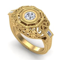 0.75 CTW VS/SI Diamond Solitaire Art Deco Ring 18K Yellow Gold - REF-218T2X - 37045