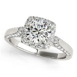 1.35 CTW Certified VS/SI Diamond Solitaire Halo Ring 18K White Gold - REF-213X8T - 26248