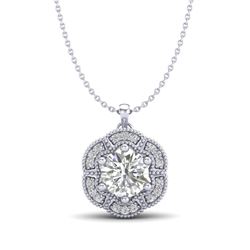 1.01 CTW VS/SI Diamond Solitaire Art Deco Stud Necklace 18K White Gold - REF-245X5T - 37109