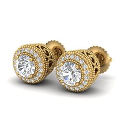 1.55 CTW VS/SI Diamond Solitaire Art Deco Stud Earrings 18K Yellow Gold - REF-259W3H - 36964