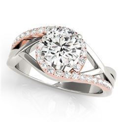 1.8 CTW Certified VS/SI Diamond Bypass Solitaire Ring 18K White & Rose Gold - REF-601F5M - 27697