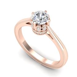 0.81 CTW VS/SI Diamond Solitaire Art Deco Ring 18K Rose Gold - REF-135F8M - 36825