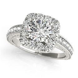 1.11 CTW Certified VS/SI Diamond Solitaire Halo Ring 18K White Gold - REF-169W6H - 26545
