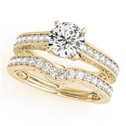 1.42 CTW Certified VS/SI Diamond Solitaire 2Pc Wedding Set 14K Yellow Gold - REF-216X2T - 31669
