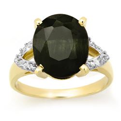 6.58 CTW Blue Sapphire & Diamond Ring 10K Yellow Gold - REF-42R2K - 12719