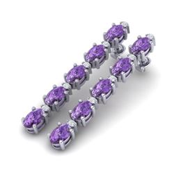 10.36 CTW Amethyst & VS/SI Certified Diamond Tennis Earrings 10K White Gold - REF-58X2T - 29385