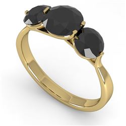 2 CTW Past Present Future Black Certified Diamond Ring Martini 14K Yellow Gold - REF-69R3K - 38351