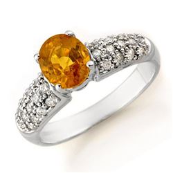 3.03 CTW Yellow Sapphire & Diamond Ring 14K White Gold - REF-74T9X - 14364