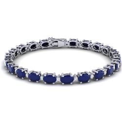 30.8 CTW Sapphire & VS/SI Certified Diamond Eternity Bracelet 10K White Gold - REF-180M2F - 29461