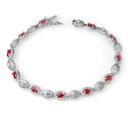 4.17 CTW Ruby & Diamond Bracelet 10K White Gold - REF-44R8K - 14302