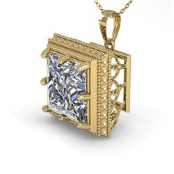 1 CTW VS/SI Princess Diamond Solitaire Necklace 18K Yellow Gold - REF-332Y8N - 36004