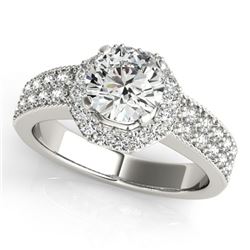 1.4 CTW Certified VS/SI Diamond Solitaire Halo Ring 18K White Gold - REF-401H5W - 27075