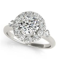 1.5 CTW Certified VS/SI Diamond Solitaire Halo Ring 18K White Gold - REF-404R4K - 26311