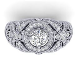 2.35 CTW Certified VS/SI Diamond Art Deco Halo Ring 14K White Gold - REF-293T3X - 30408