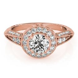 1 CTW Certified VS/SI Diamond Solitaire Halo Ring 18K Rose Gold - REF-147W3H - 26983