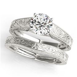 1 CTW Certified VS/SI Diamond Solitaire 2Pc Wedding Set 14K White Gold - REF-364T2X - 31868