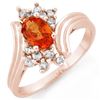 Image 1 : 1.0 CTW Orange Sapphire & Diamond Ring 14K Rose Gold - REF-35F3M - 10367