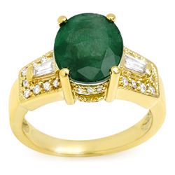 4.55 CTW Emerald & Diamond Ring 10K Yellow Gold - REF-63W6H - 10956