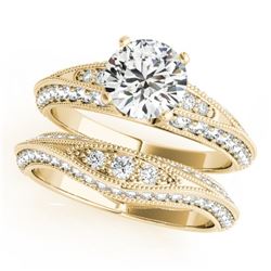 1.76 CTW Certified VS/SI Diamond Solitaire 2Pc Wedding Set Antique 14K Yellow Gold - REF-237F6M - 31