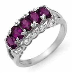 1.65 CTW Amethyst & Diamond Ring 10K White Gold - REF-29F3M - 12308