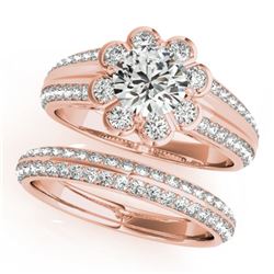 1.86 CTW Certified VS/SI Diamond 2Pc Wedding Set Solitaire Halo 14K Rose Gold - REF-418R4K - 31287