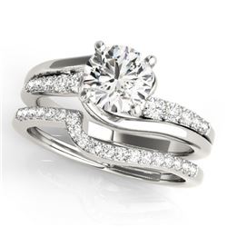 1.1 CTW Certified VS/SI Diamond Bypass Solitaire 2Pc Wedding Set 14K White Gold - REF-141K3R - 31847