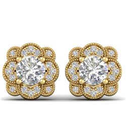 1.5 CTW Certified VS/SI Diamond Art Deco Stud Earrings 14K Yellow Gold - REF-196X2T - 30515