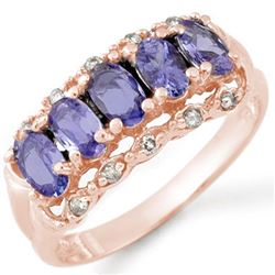 1.80 CTW Tanzanite & Diamond Ring 14K Rose Gold - REF-43N6Y - 10678