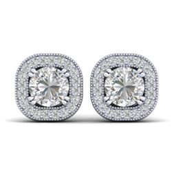 1.35 CTW Certified VS/SI Diamond Stud Micro Halo Earrings 14K White Gold - REF-177H3W - 30432