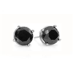 1.50 CTW Vs Certified Black Diamond Solitaire Stud Earrings 14K White Gold - REF-37F8M - 14142